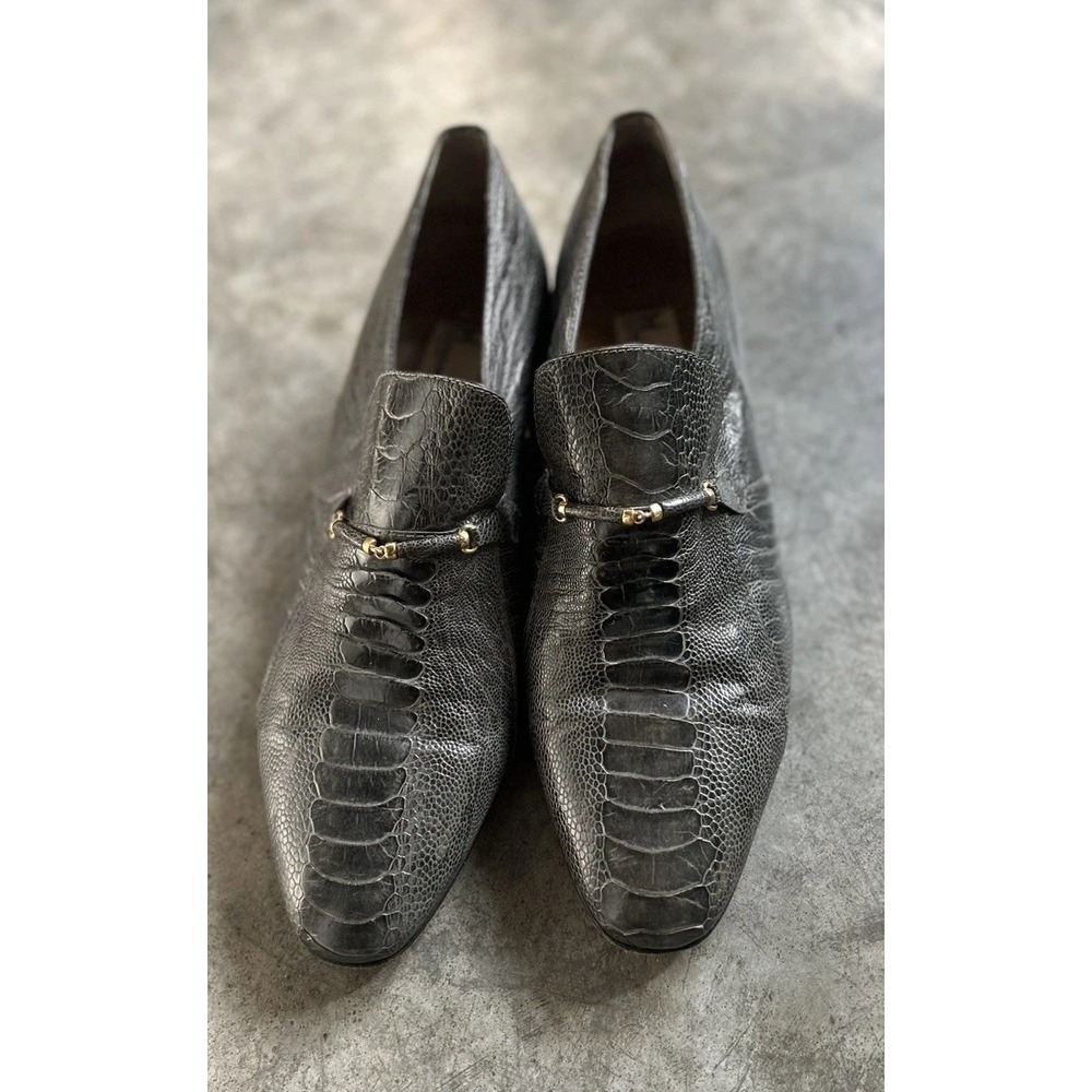 Moreschi Ostrich Leather Loafers Made In Italy Men's Size 13 - Picture 2 of 16